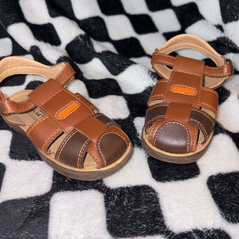 Kids Brown and Tan Sandals
